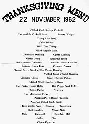 Kami Seya 1962 Thanksgiving Menu