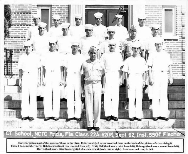 Corry Field CT School Class 22A-62(R) Sep 1962 - Instructor:  SSGT Fischer (USMC)
