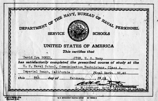 Imperial Beach (IB) Adv. Class xx-53(O)  Feb 1953 - Instructor CTC O'Hara