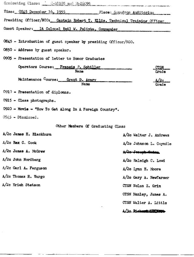 March AFB Non-Morse Operators Operators Course SY 29351 - Class O-31105 Dec 1955