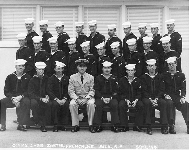 Imperial Beach CT School Basic Class 1-55(R) Sept 1954 - Instructors CTC French, CT1 Beck
