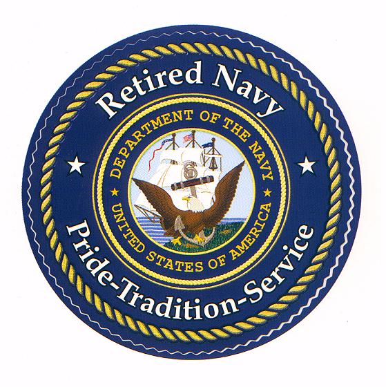 U.S. Navy Seal RETIRED - USN Shield 3x3 Chrome Metal Auto Emblem - NAVY-RET-SHLD