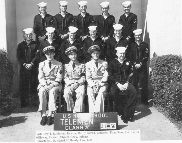 San Diego CT(O) Basic Teleman Class 21-56 Jul 1956 - Instructors:  Nuendolf, Hously, Cox, Toth