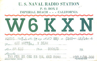 W6KXN ... NAVRADSTA, Imperial Beach, California