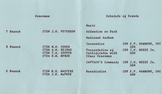 Corry Field CT School Advanced CTR Class of 1 May 1970 - Instructor: SSGT Varney (USMC)