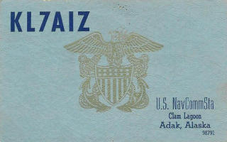 KL7AIZ QSL card Adak, Alaska - circa 1967