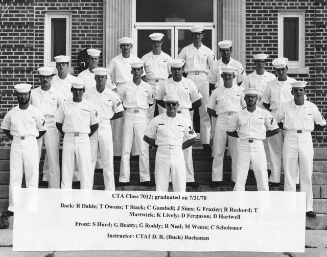 Corry Field CTA School 7012 Class of July 1970 - Instructor:  CTA1 Buchanan