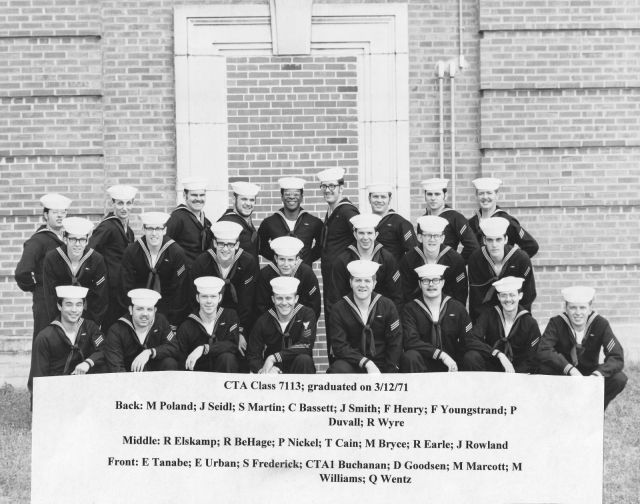 Corry Field CTA School 7113 Class of March 1971 - Instructor:  CTA1 Buchanan