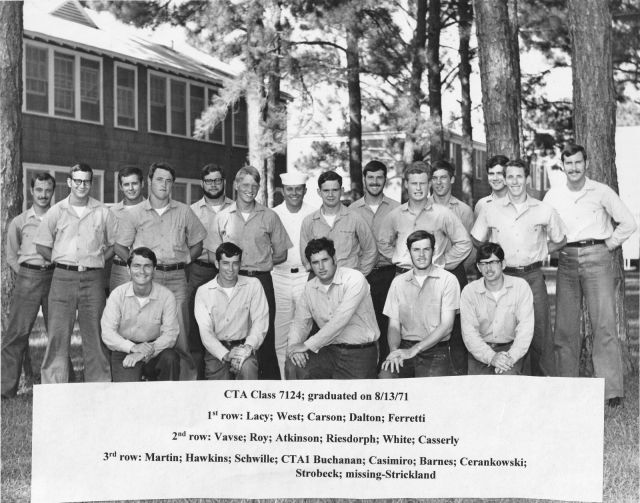Corry Field CTA School 7124 Class of August 1971 - Instructor:  CTA1 Buchanan